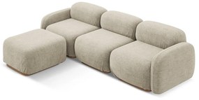 Colțar modular bej cu tapițerie din țesătură bouclé Ailani – Makamii