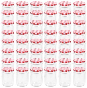 Borcane de sticla pentru gem capac alb si rosu, 48 buc, 230 ml 48, alb si rosu