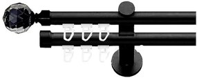 Galerie dubla Kula Crystal teava profil negru 19mm (Alege marime: 120 cm)