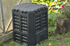 Composter de plastic pentru grădină, negru, 360 l