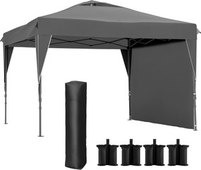 Outsunny Tonnelă/cort barnum de grădină pliant cu panou lateral detașabil + sac de transport, cadru oțel, țesătură Oxford | Aosom Romania