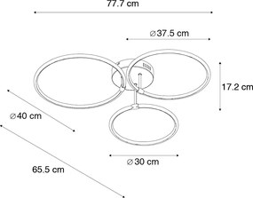 Plafoniera din oțel cu LED inclusă, cu dimmer în 3 trepte, cu 3 lumini - Joaniqa