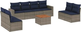 vidaXL Set canapele de grădină, 9 piese, cu perne, gri, poliratan