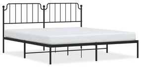 373892 vidaXL Cadru de pat metalic cu tăblie, negru, 183x213 cm