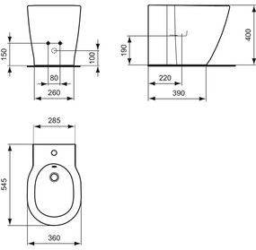 Bideu stativ Ideal Standard Connect back to wall alb lucios