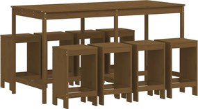 vidaXL Set mobilier bar de grădină, 9 piese, maro miere lemn masiv pin