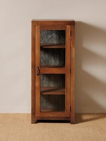 Vitrina din lemn reciclat si sticla, cu usa, aspect rustic, Marcel