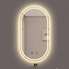 Oglindă Baie LED și Dezaburire Elit's Premium cu Senzor Touch, Lumina Rece, Caldă și Neutră, 50x80cm,
