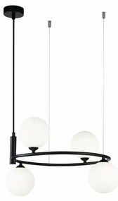 Lustra design modern cu 4 surse de lumina Ring neagra MYMOD013PL-04B