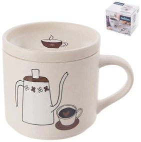 Cană cu capac albă din porțelan 450 ml – Orion