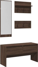 vidaXL Set mobilier de hol, 4 piese, stejar maro, lemn prelucrat