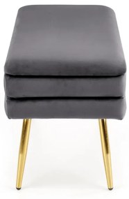 Banca dormitor Velva gri/gold - H37 cm