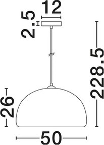Lustra suspendata cu textura granulata Davo 50cm, rosu caramiziu