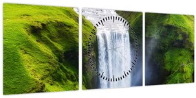 Tablou - Cascada Skogafoss (cu ceas) (90x30 cm)