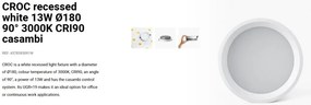 Spot LED incastrabil recessed white 13W 18cm 90 grade 3000K CRI90 casambi