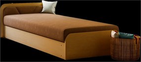 Pat lemn masiv Tapițat Dakota Personalizabil 80x190cm - Alova 67, Dreapta, Natur