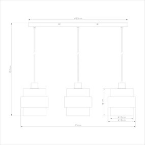 Candelabru suspendat pe cablu VALENTINO 3xE27/15W/230V bej/transparent