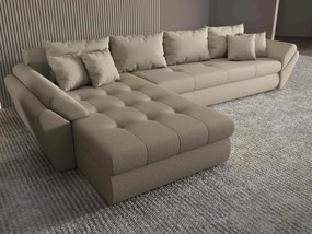 Colțar extensibil dumonde cu ladă de depozitare si sezut confortabil din spuma high-density, Loana XL Enjoy Camel 335x185 cm