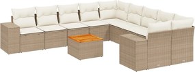 vidaXL Set canapele de grădină cu perne, 11 piese, bej, poliratan