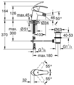 Baterie bideu culoare crom Grohe Eurosmart