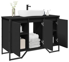 vidaXL Dulap pentru chiuvetă baie, negru, 91x35x60 cm, lemn prelucrat