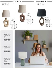 Lampa de masa ceramica maro abajur bej Madelor