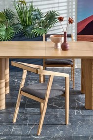 Set masa extensibila Elefante L160-240 cm + 6 scaune Azul 2 stejar natural/gri catifea
