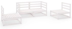 3075380 vidaXL Set mobilier de grădină, 4 piese, alb, lemn masiv de pin