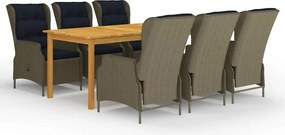 vidaXL Set mobilier de grădină, 7 piese, maro