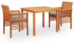 278901 vidaXL Set mobilier de exterior cu perne 3 piese, lemn masiv de acacia