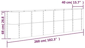Jardiniera gradina maro 260x40x68 cm otel vopsit electrostatic 1, Maro, 260 x 40 x 68 cm