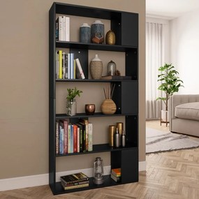 vidaXL Bibliotecă/separator cameră, negru, 80x24x159 cm, pal