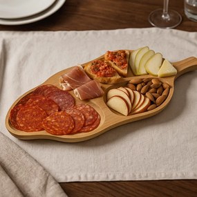 Platou rustic artizanal din lemn masiv de fag, 53x27 cm, pentru aperitive si branzeturi