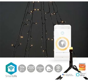 Nedis WIFILXT01W200 - LED perde de Crăciun 200 LED, 8 funcții, 10x2m, IP65, Wi-F