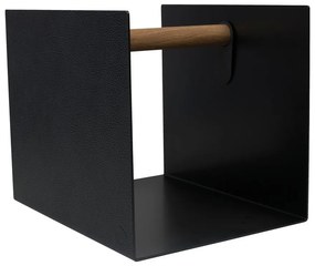 Cutie de depozitare neagră-gri antracit din metal și din piele ecologică decorativă 32x38x31 cm Hippo – LIND DNA