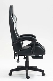 RESIGILAT- Scaun gaming, perne suport lombar si cervical, suport picioare, piele PU, Negru