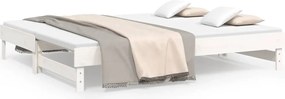 vidaXL Pat de zi extensibil, alb, 2x(80x200) cm, lemn masiv de pin