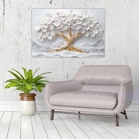 Tablou – Arborele vieții 3D plin de flori (90x60 cm)