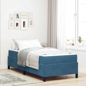 vidaXL Cadru de pat Altele Albastru închis și alb 90 x 190 cm Catifea