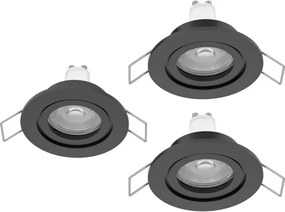 Eglo 902237 - Set 3x spoturi LED încastrate pentru baie BARRANCO, 1x GU10/4,5W/230V, IP44, negru