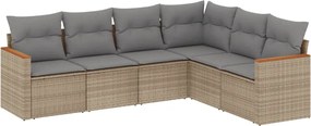 vidaXL Set canapele de grădină cu perne, 6 piese, bej, poliratan