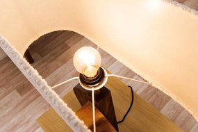 Lampa de masa, Lemn, Tesatura Boucle, Alb, LOVERS 60cm, A-46649 VC