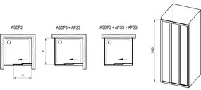 Ravak 00VG01R211 - Uși de duș SUPERNOVA 120 x 198 cm, 3 elemente, alb
