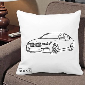 Perna Personalizata BMW Seria 7 Linie Minimalista, 40x40 cm, Alba Mata, Husa Detasabila, Perna Inclusa, BEKZ®