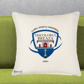 Perna Personalizata CSO Tricolorul Breaza 1951, 40x40 cm, Crem Reliefat, Husa Detasabila, Perna Inclusa, BEKZ®