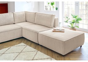 Colțar crem cu tapițerie din catifea reiată (cu colț pe partea dreaptă/în formă de "U") Nihad modular – Bobochic Paris