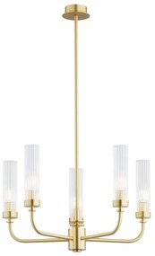 Candelabru 5 brate, alama periata, sticla canelata PRESTON 2196