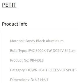 Spot LED incastrabil tavan fals / plafon IP42 PETIT negru