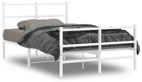 355430 vidaXL Cadru pat metalic cu tăblie de cap/picioare , alb, 120x200 cm