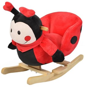 Balansoar din plus cu melodii NOVOKIDS™ Lady Bug XXL, 1-7 ani, Dimensiuni 56x30x46 cm, Max 30 kg, Model Gargarita, Rosu cu Negru